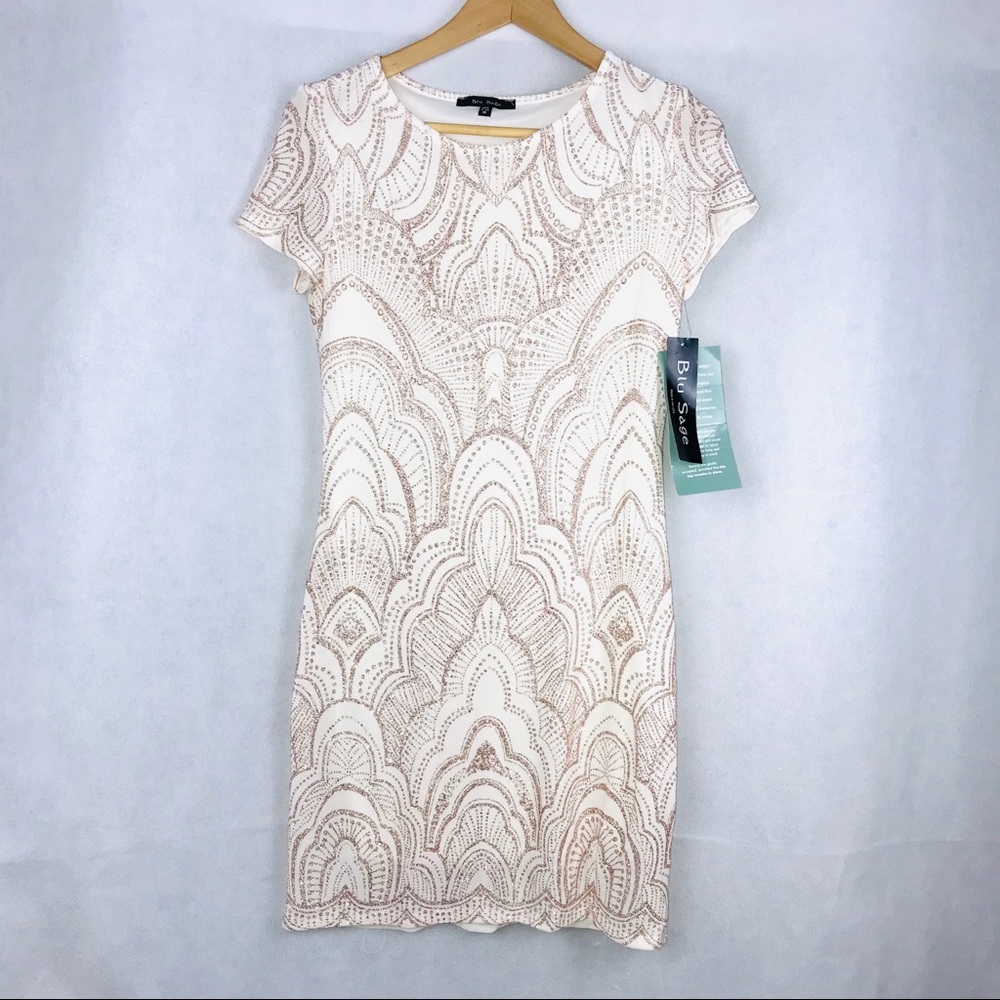 NWT BLU SAGE Crew Neck Glittery Tee Dress Size M